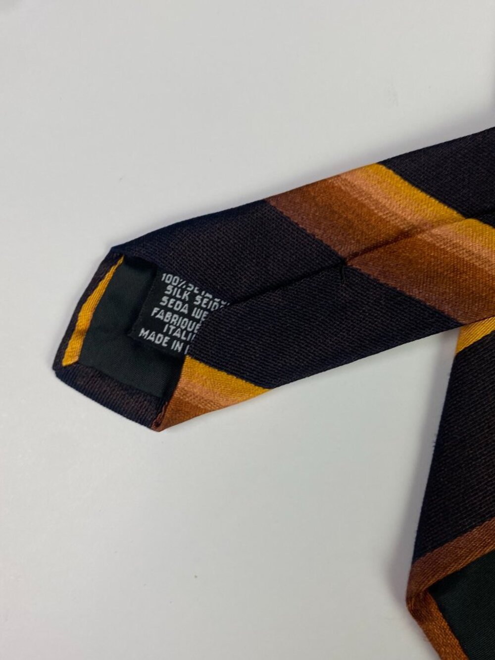 Hugo Boss Tie Brown Orange Diagonal Stripes Striped Silk Italy Southwestern - Picture 4 of 6
